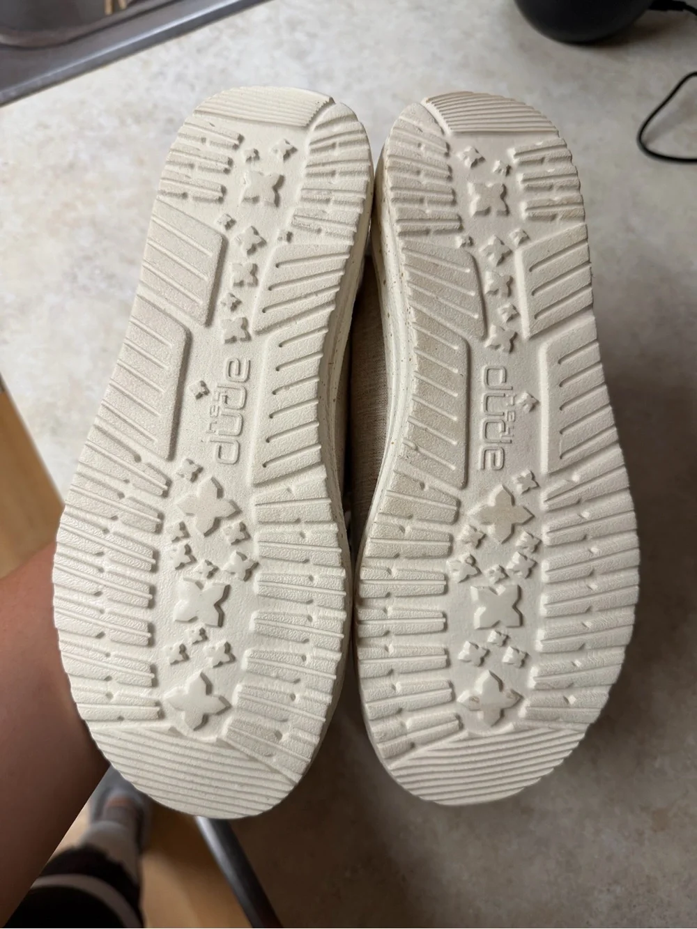 Hey Dude Kids Slip-On Sneakers in Beige with Coral Lining